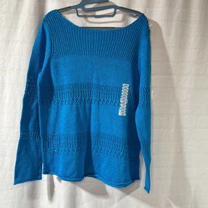 NWT Chelsea & Theodore Turquoise Long Sleeve Knit Sweater, Size Large